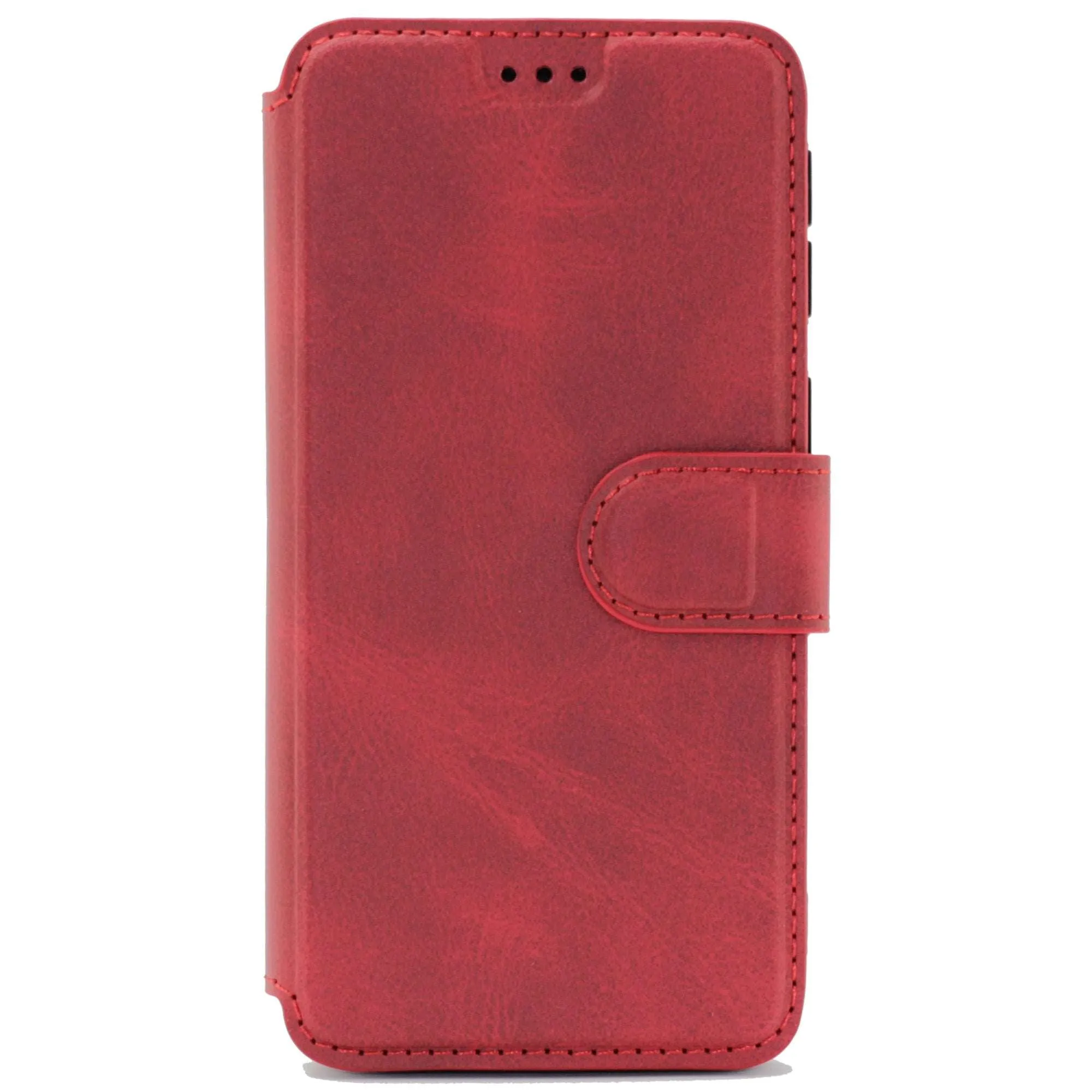 Huawei P40, Leather Wallet Case, Color Red,