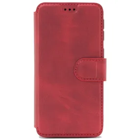 Huawei P40 Lite, Leather Wallet Case, Color Red,