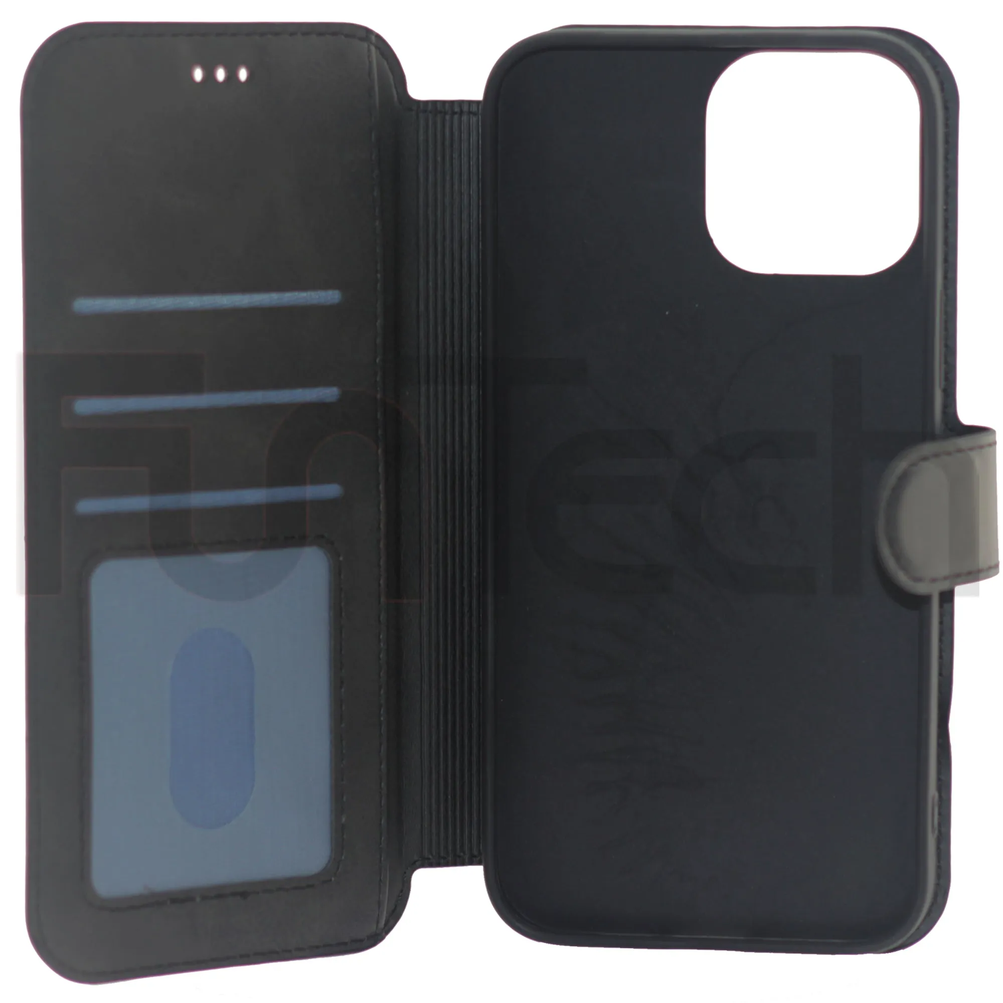 iPhone 13 Case, Leather Wallet Case, Color Black.