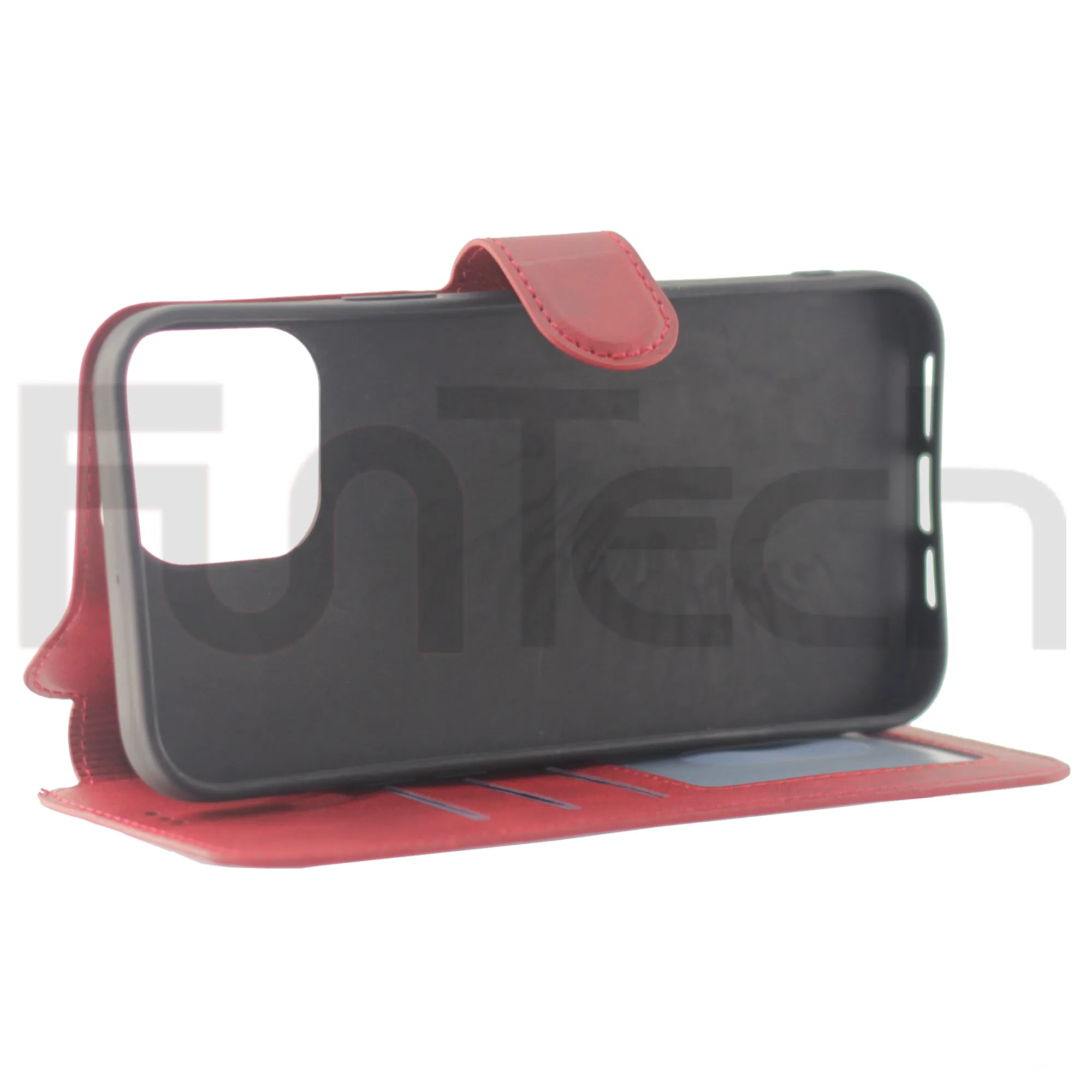 iPhone 13 Pro Case, Leather Wallet Case, Color Red.