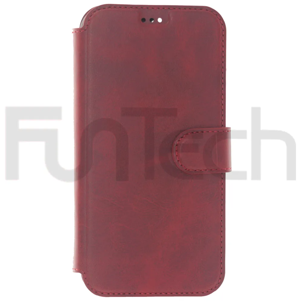 iPhone 13 Pro Case, Leather Wallet Case, Color Red.