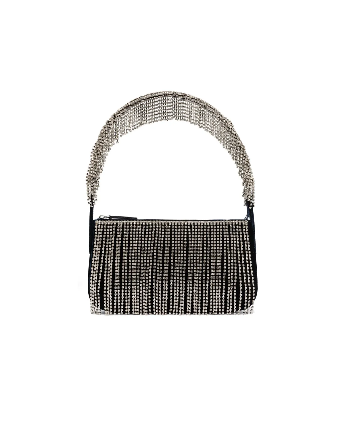 Jennifer crystal fringe navy velvet bag