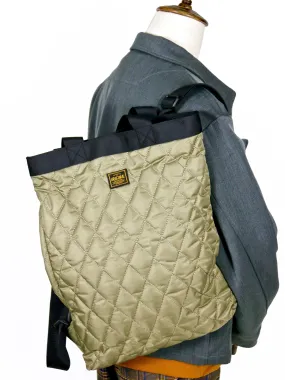 Khaki Quilted Backpack/Shoulder/Hand Bag