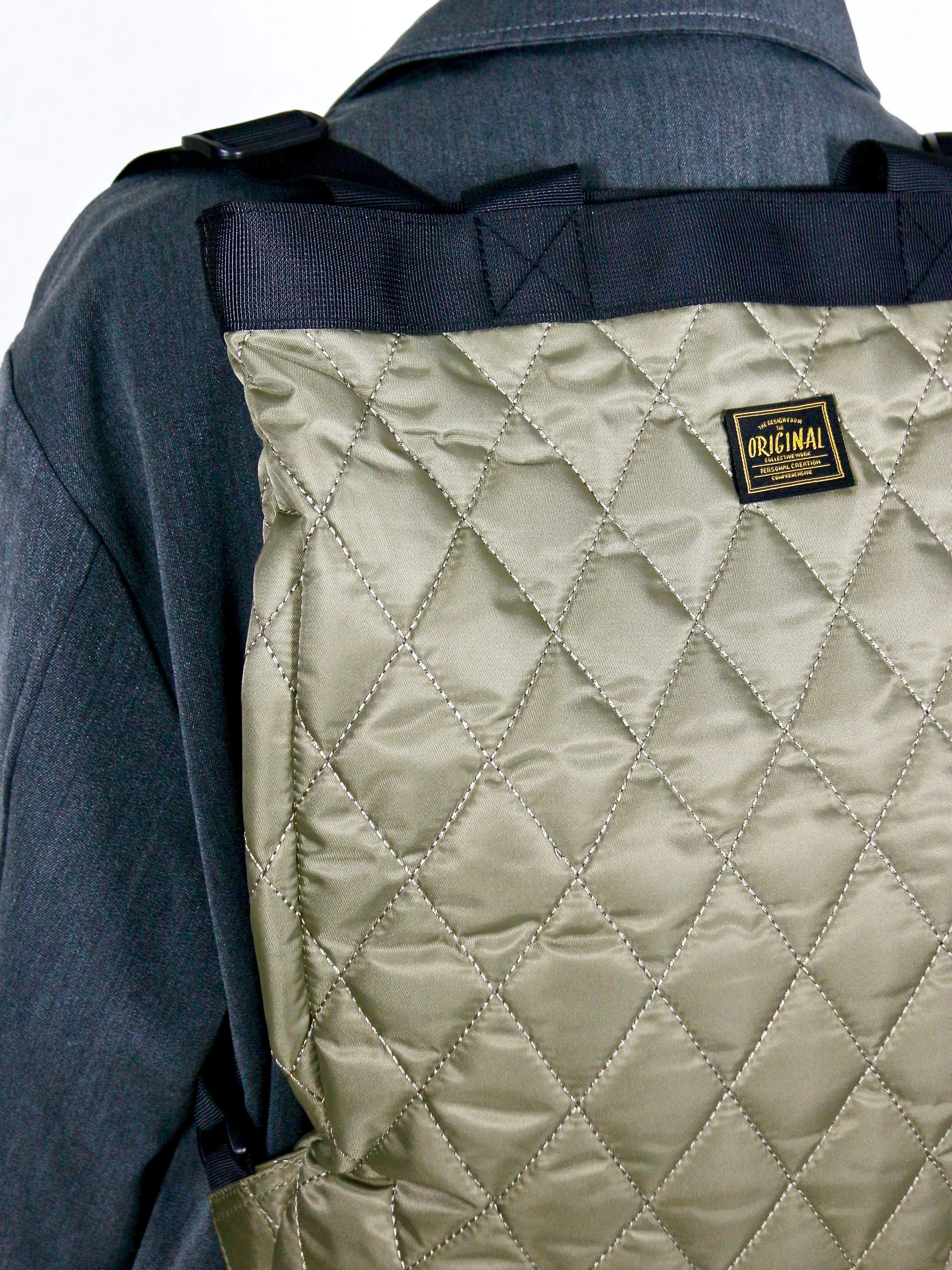 Khaki Quilted Backpack/Shoulder/Hand Bag