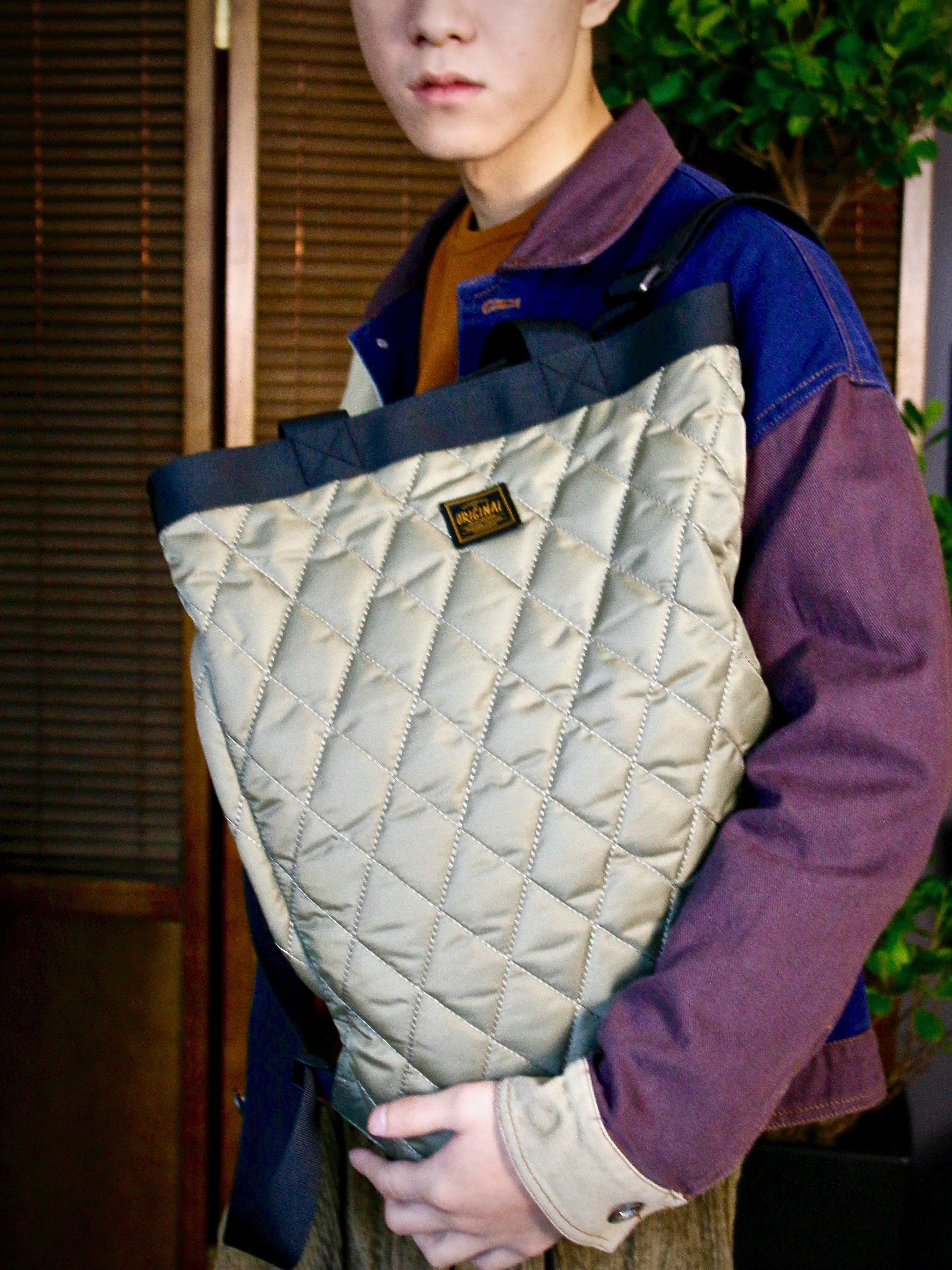 Khaki Quilted Backpack/Shoulder/Hand Bag