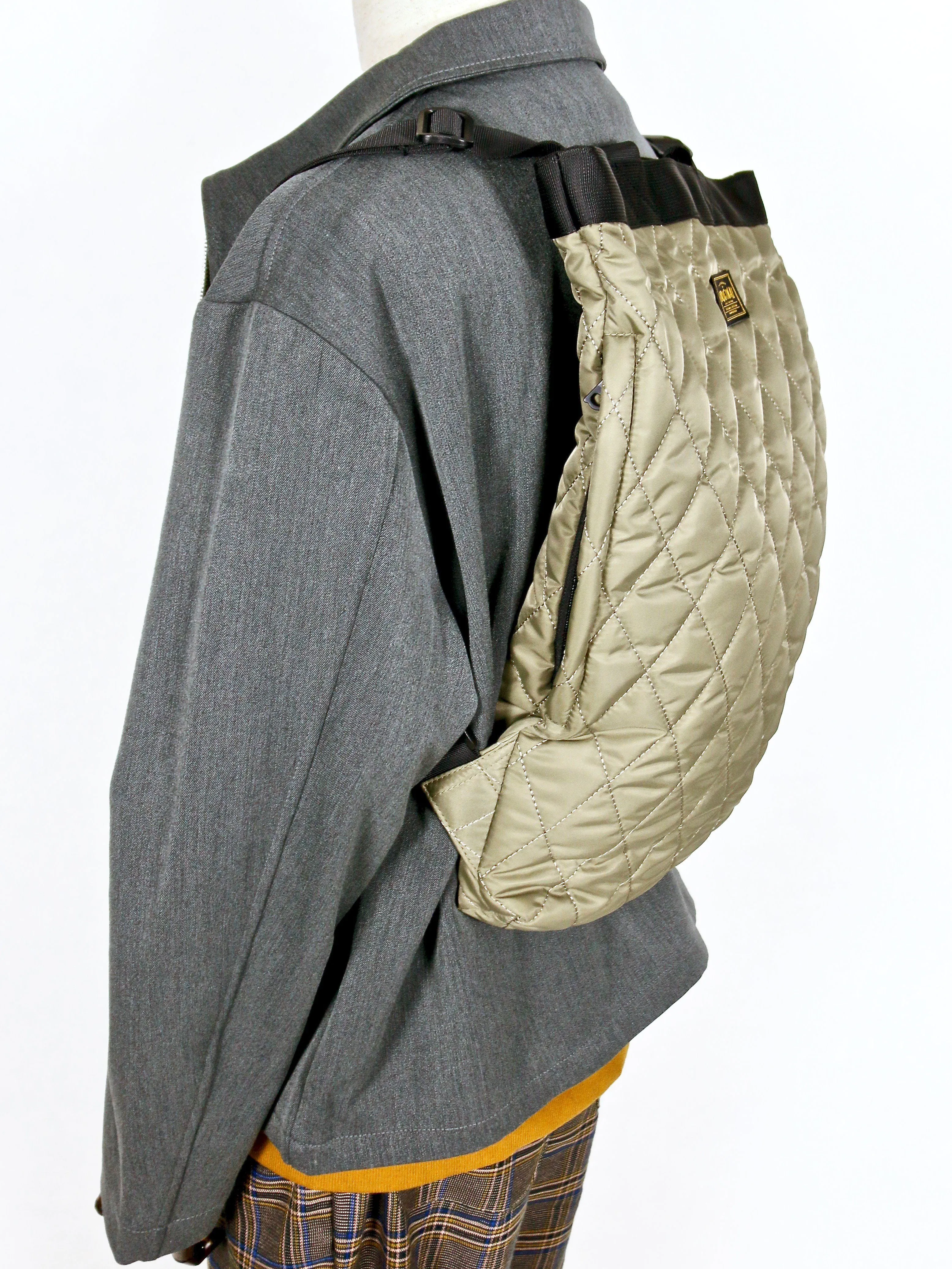 Khaki Quilted Backpack/Shoulder/Hand Bag