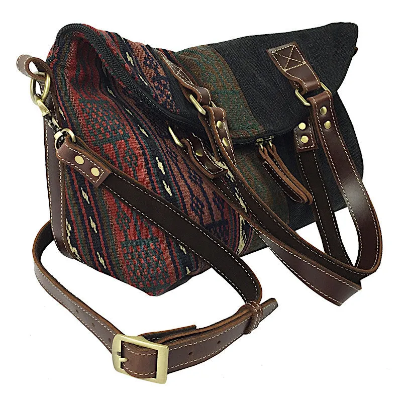 Kilim Rug and Washed Canvas Travel Bag - Black