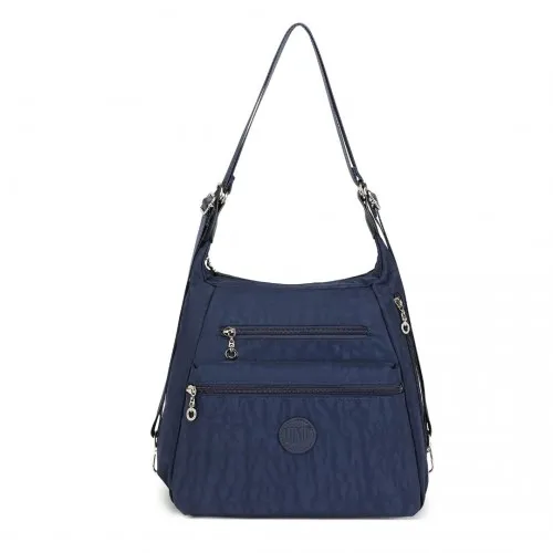 Kono Three Way Multipurpose Casual Shoulder Bag With Double Zippers - Navy | EH2063