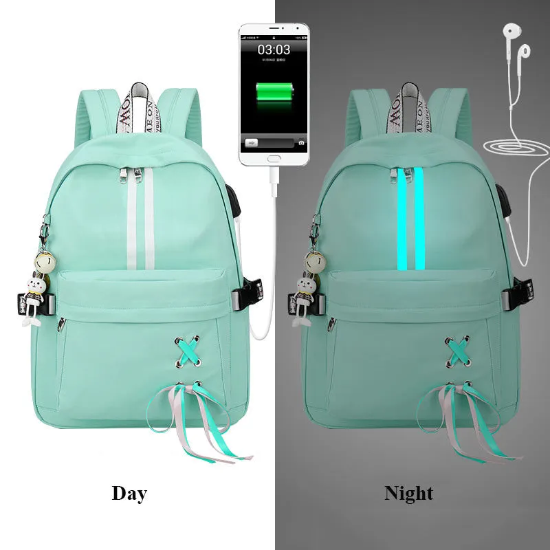 Korean fashion luminous casual girl backpack