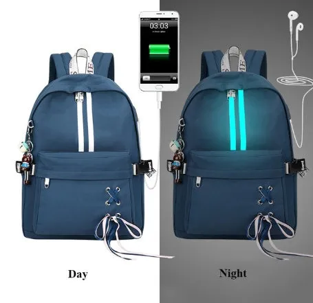 Korean fashion luminous casual girl backpack