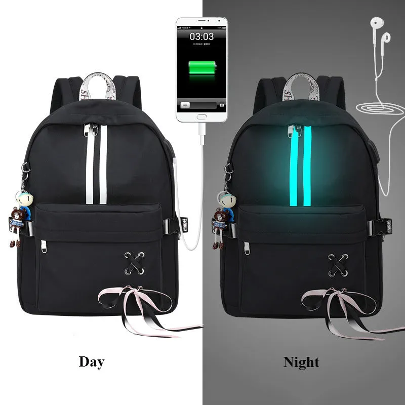 Korean fashion luminous casual girl backpack