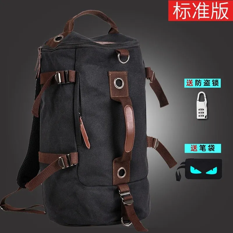 Korean version of the canvas shoulder bag men's trend student bags youth travel bag computer large capacity backpack