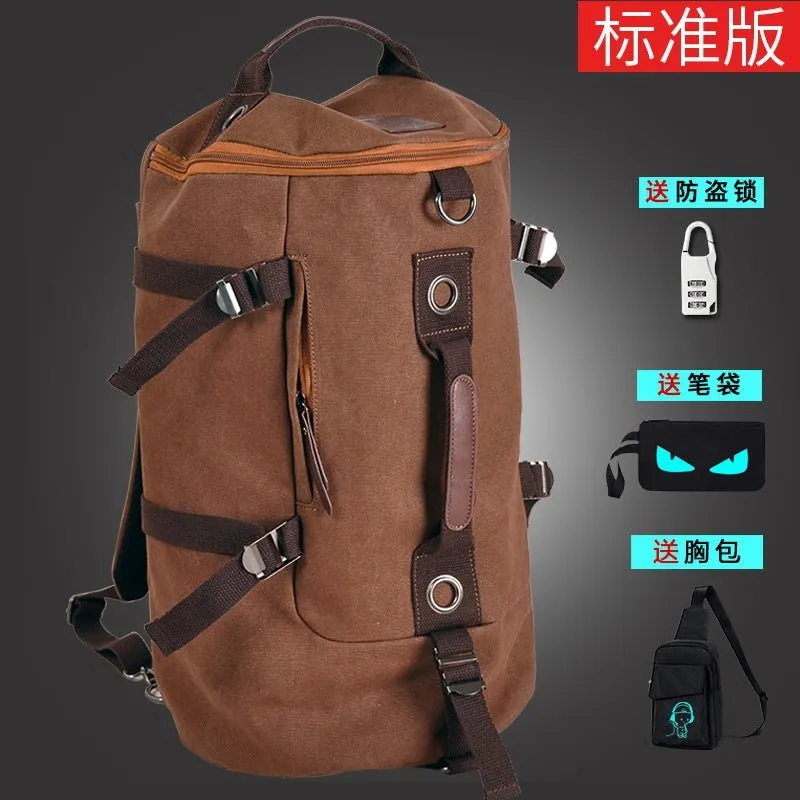 Korean version of the canvas shoulder bag men's trend student bags youth travel bag computer large capacity backpack