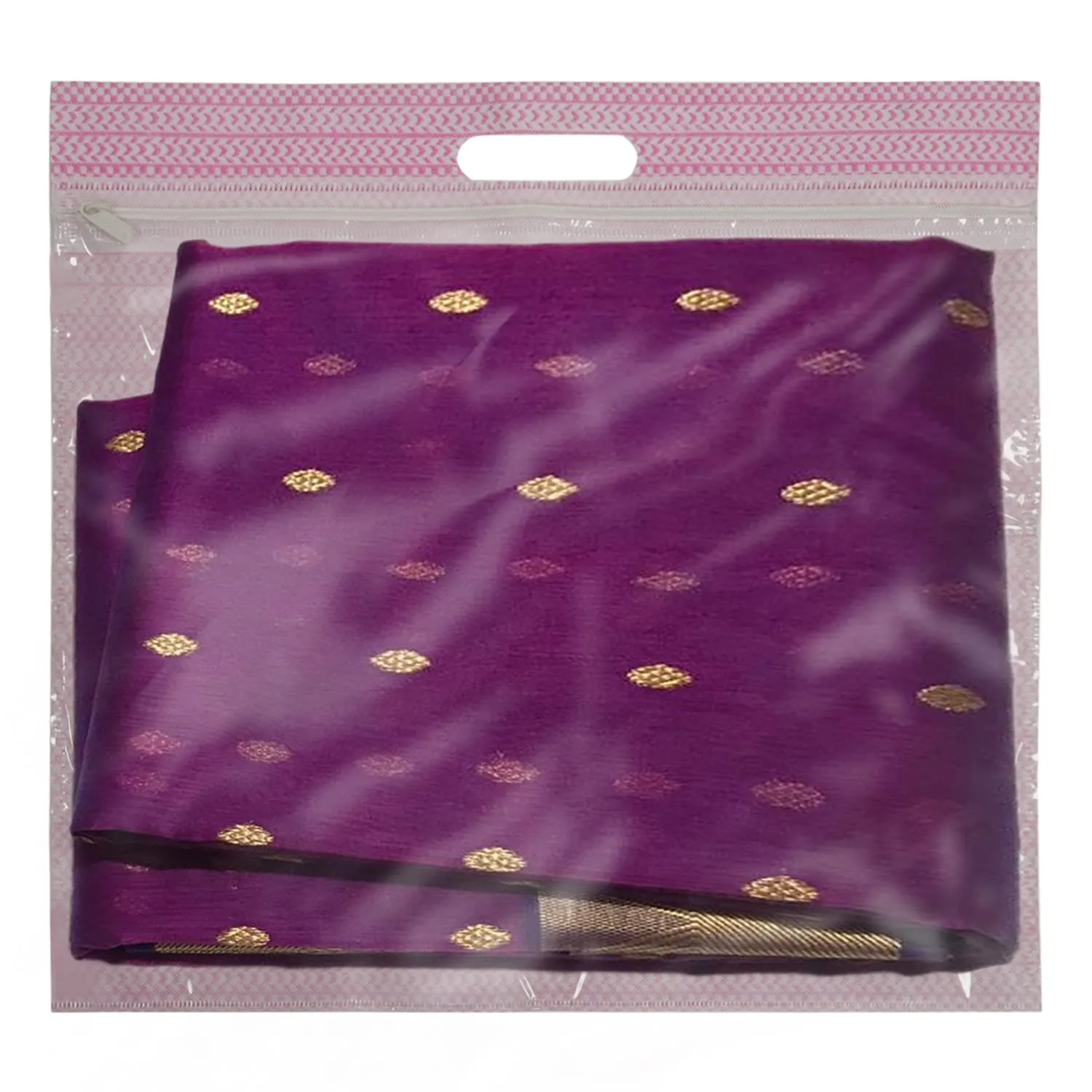 Kuber Industries Non-Woven Single Saree Covers With Transparent Window With Handle Pack of 6 (Pink)