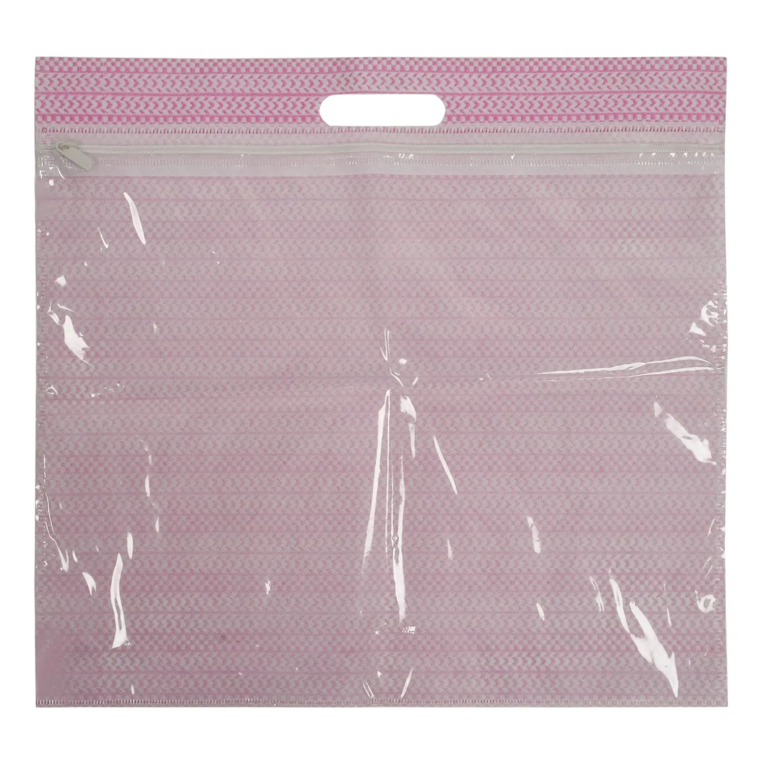 Kuber Industries Non-Woven Single Saree Covers With Transparent Window With Handle Pack of 6 (Pink)