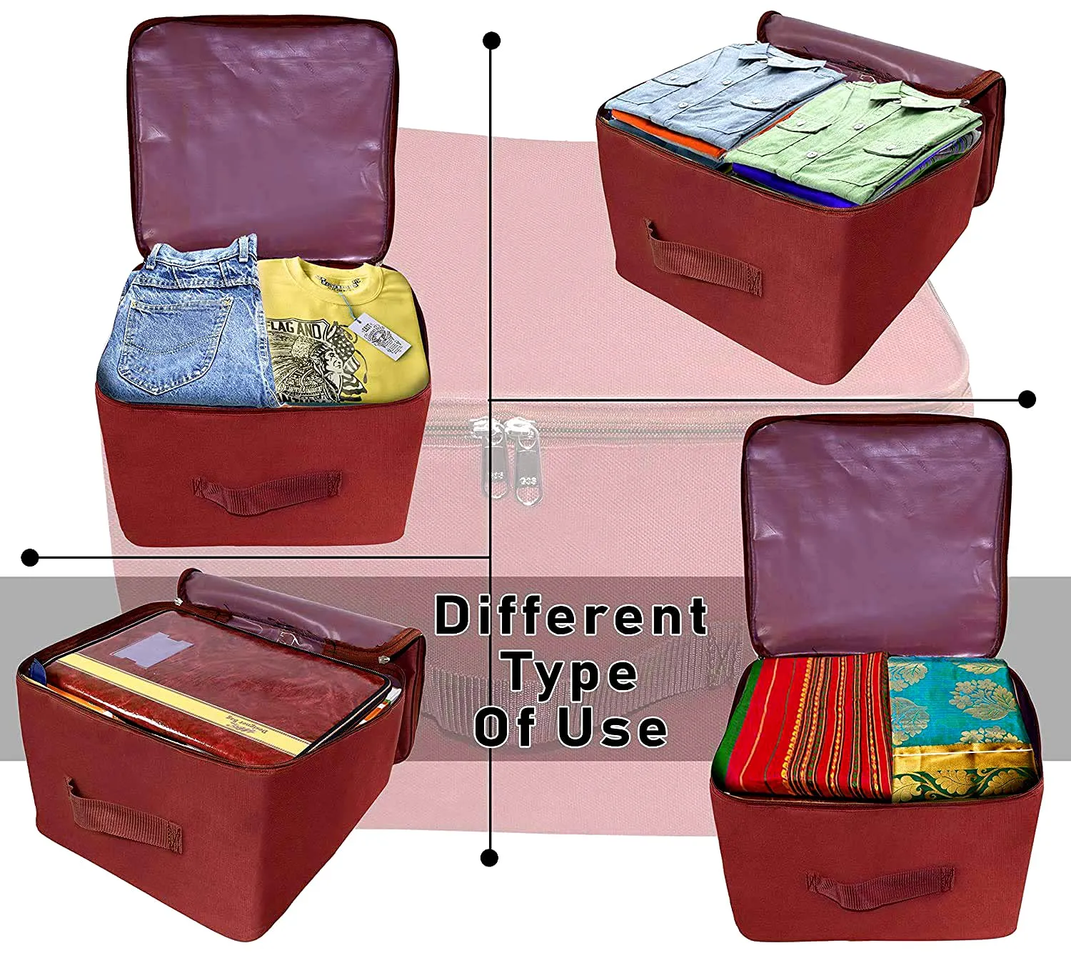 Kuber Industries Small Size Multi-Purpose Storage Bag- Pack of 2 (Maroon)-HS_38_LUGGAGE21323