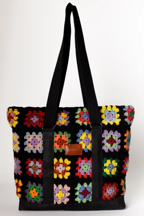 Large Granny Squares Tote (Black)