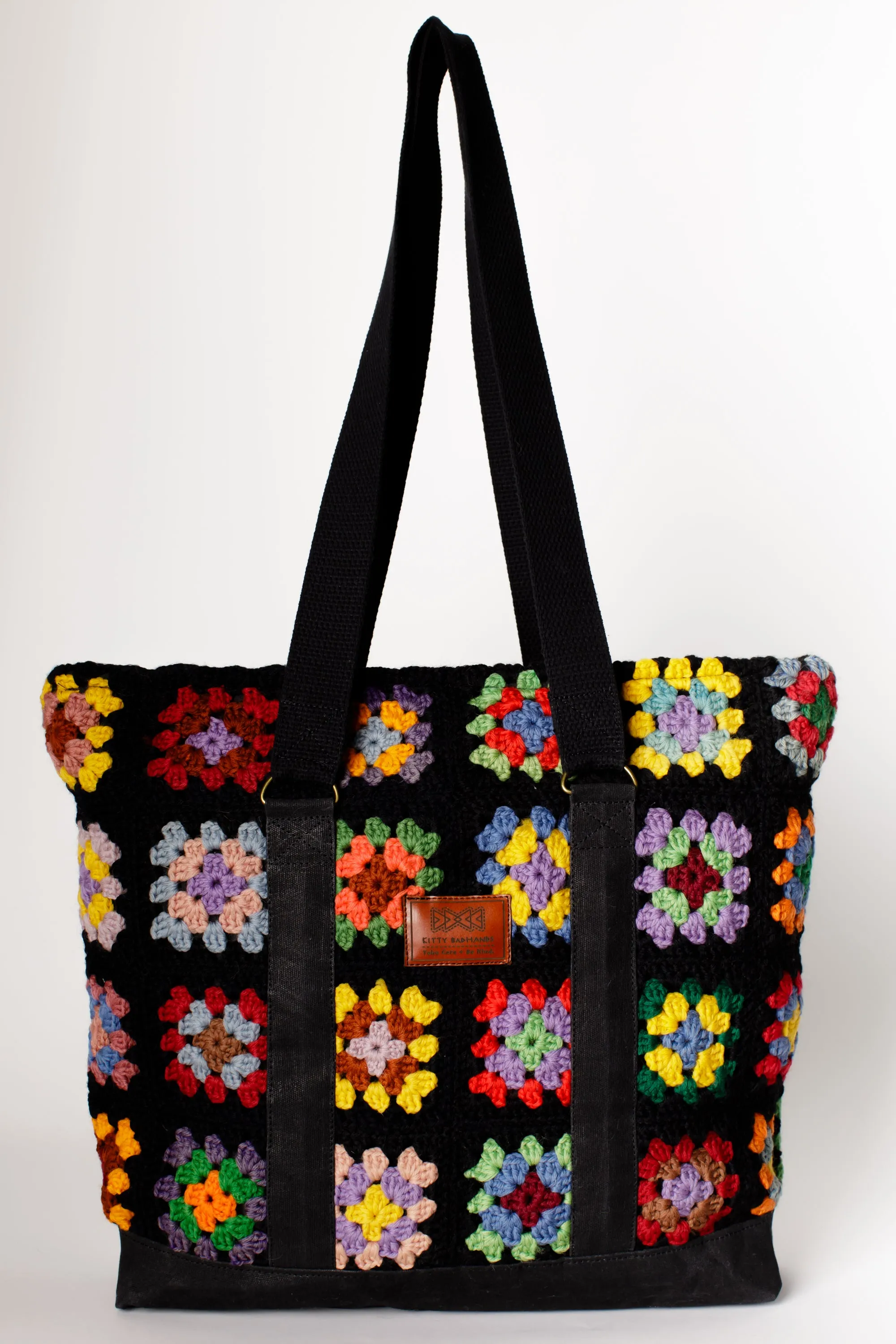 Large Granny Squares Tote (Black)