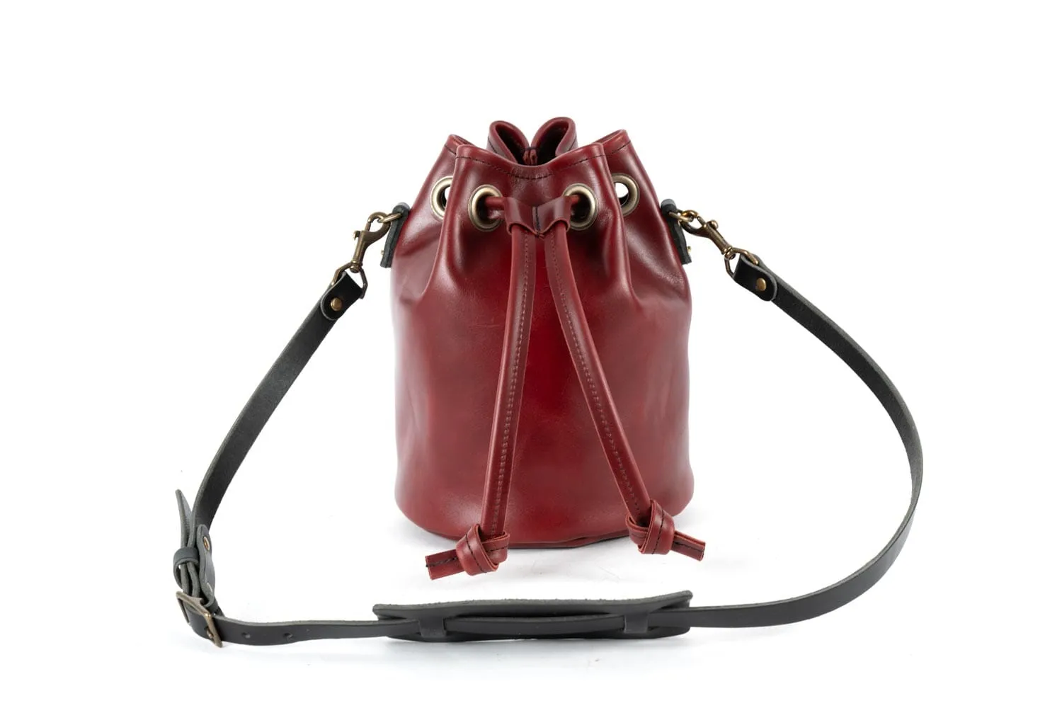 LEATHER BUCKET BAG - MEDIUM - OXBLOOD