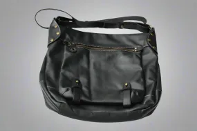 Leather Front pouch bag - black