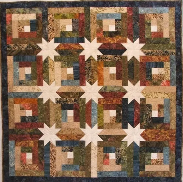 Log Cabin Hidden Stars Quilt Pattern