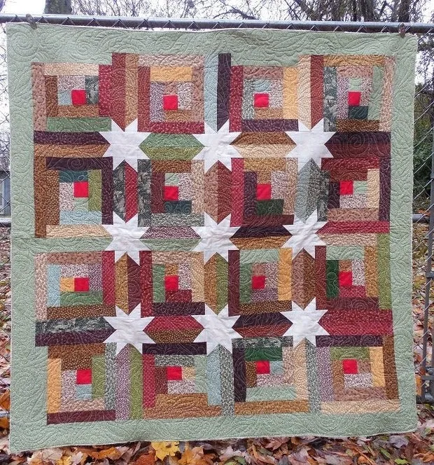 Log Cabin Hidden Stars Quilt Pattern