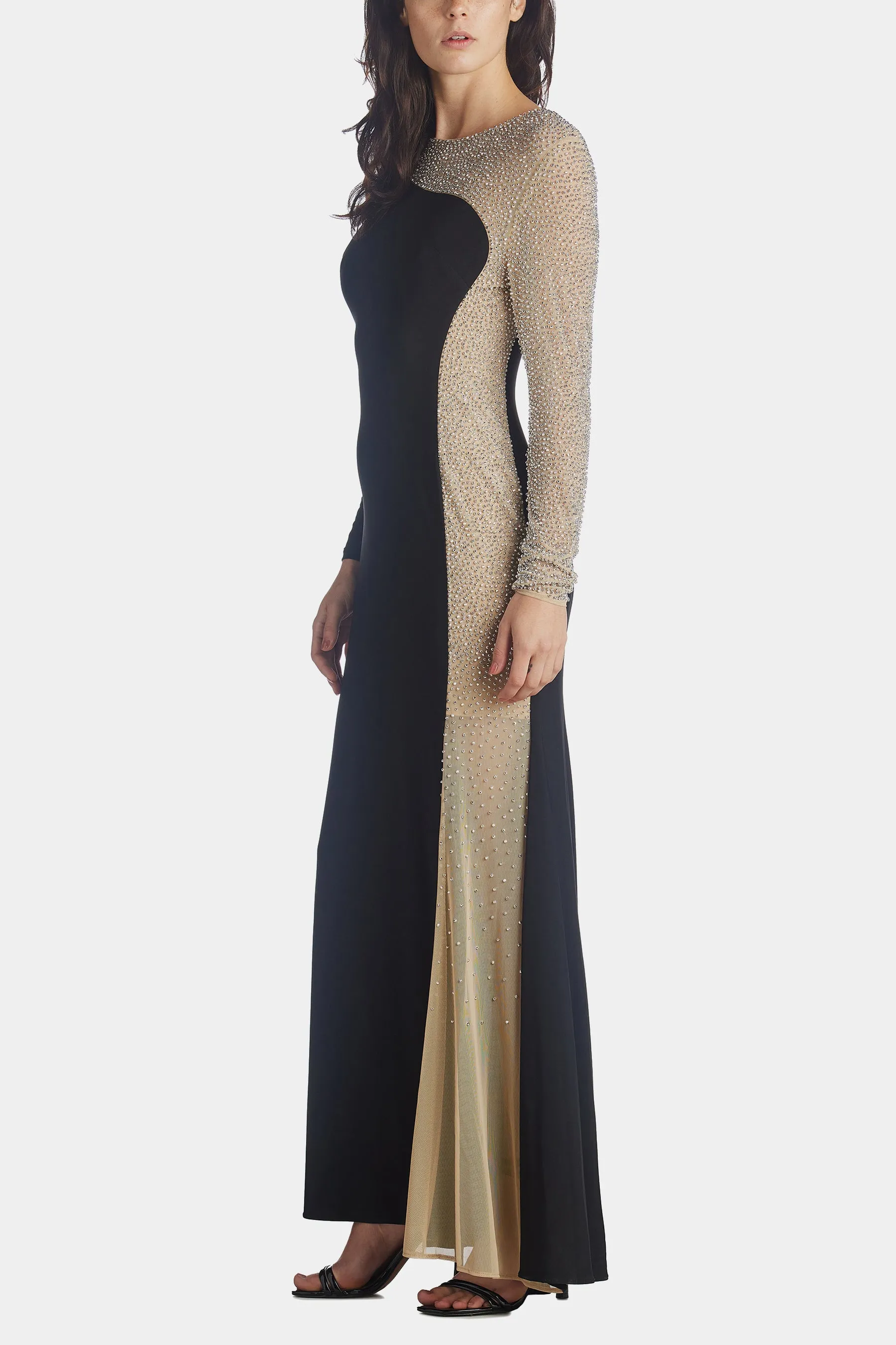 Long Ity Beaded Long Sleeve Dress