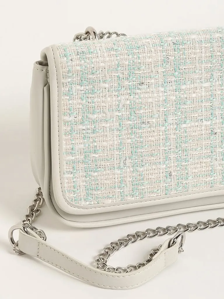 LOV White Tweed & Leather Chain Sling Bag