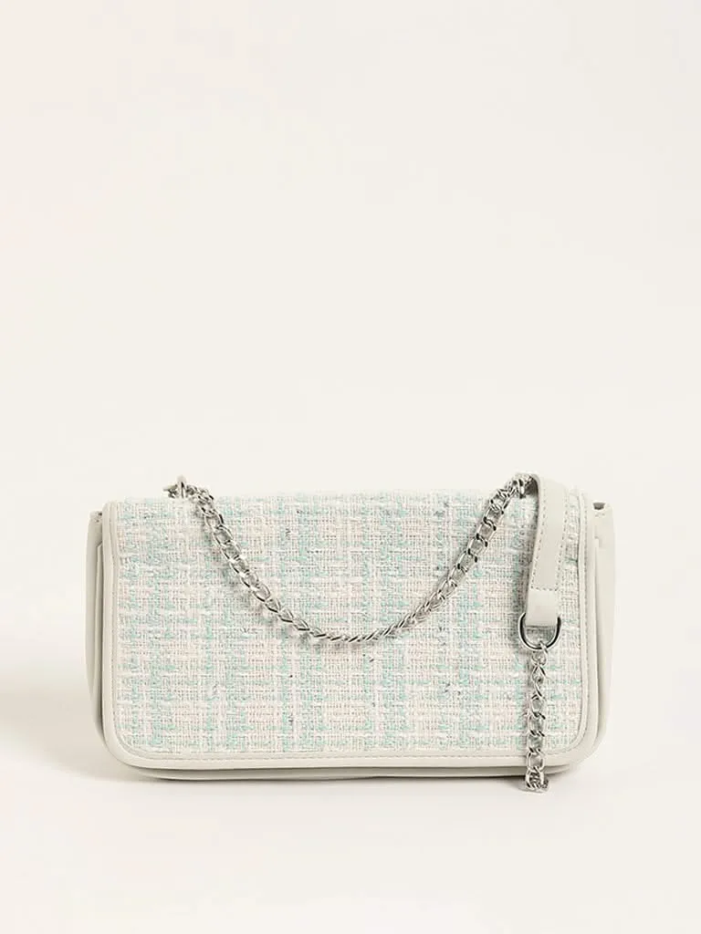 LOV White Tweed & Leather Chain Sling Bag