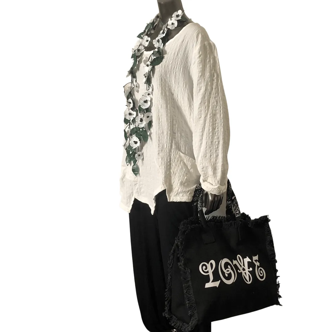 LOVE Shoulder Tote - Bandana - Black/White