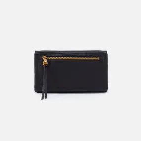 Lumen Continental Wallet In Pebbled Leather - Black