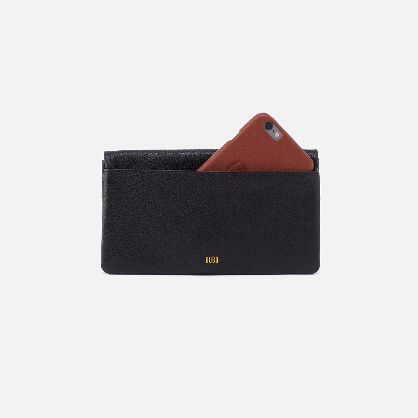 Lumen Continental Wallet In Pebbled Leather - Black