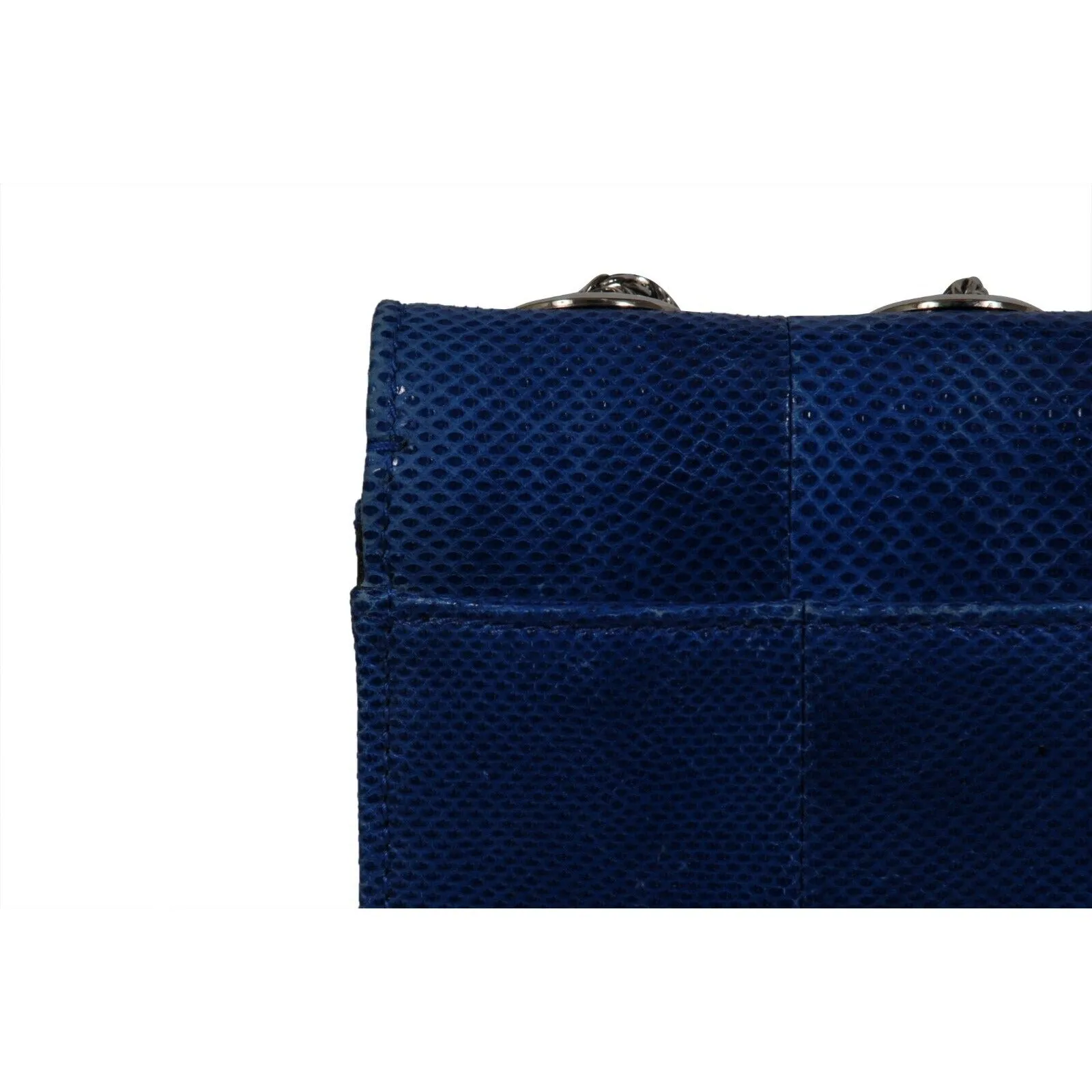 Marchesa Valentina Crystal Shoulder Bag Blue Snakeskin Leather  Python Silver