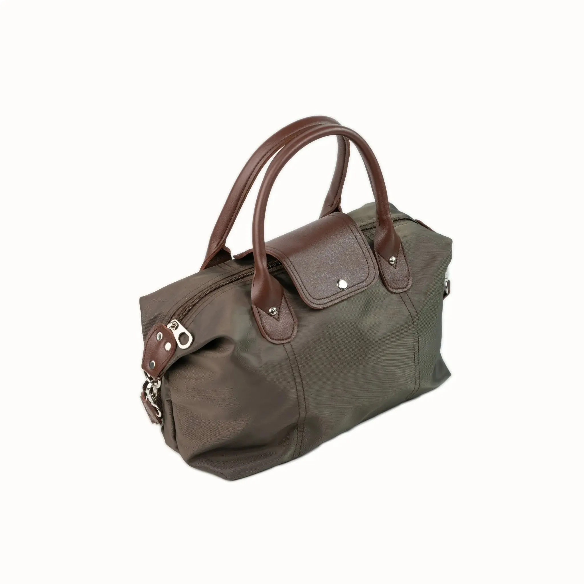 MARTHA Nylon Canvas Tote Bag in Choco Brown