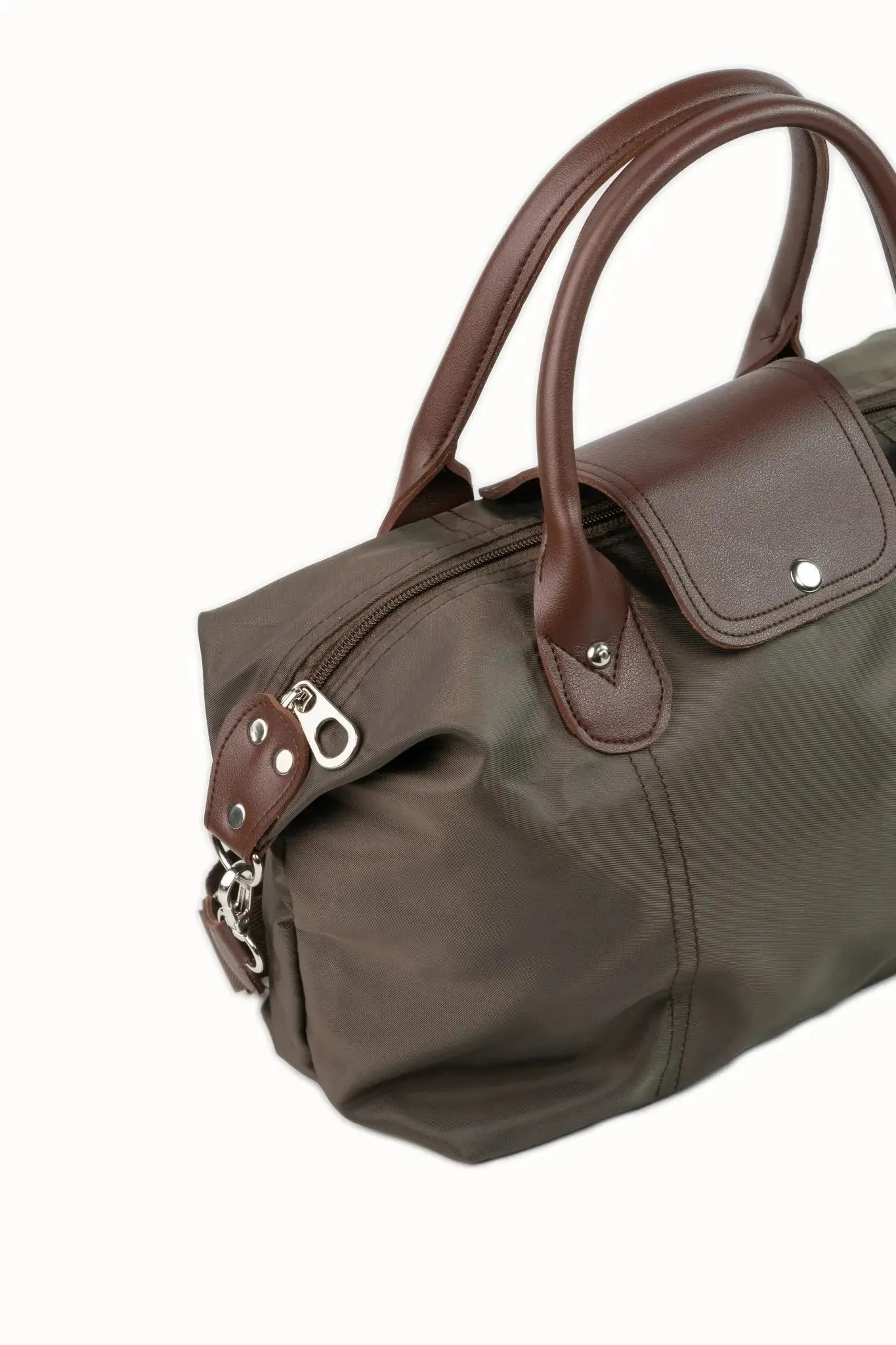 MARTHA Nylon Canvas Tote Bag in Choco Brown