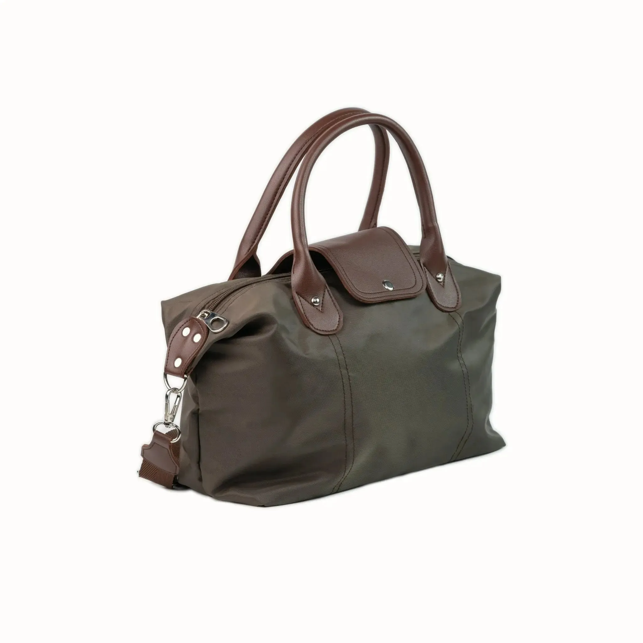 MARTHA Nylon Canvas Tote Bag in Choco Brown