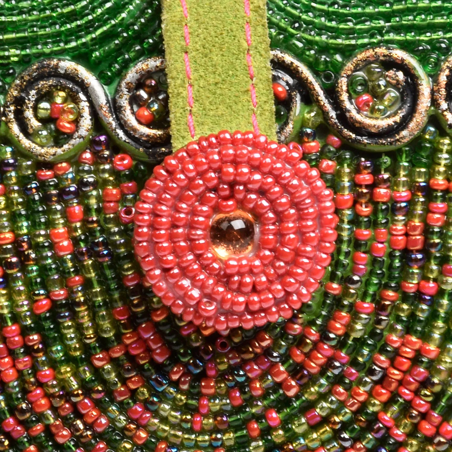 Mary Frances Green Heart Beaded Purse