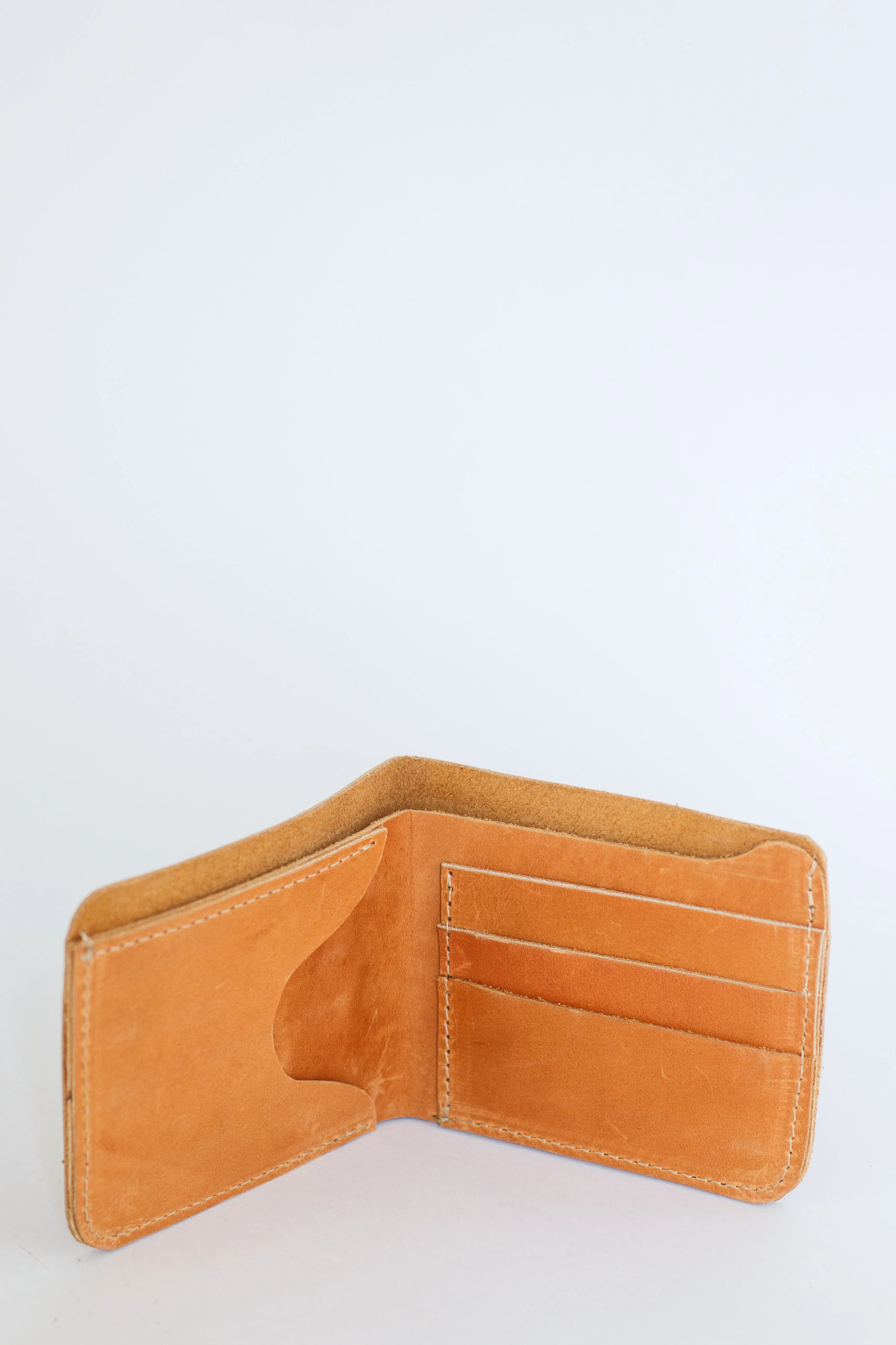 Mens Bifold Leather Wallet, Caramel