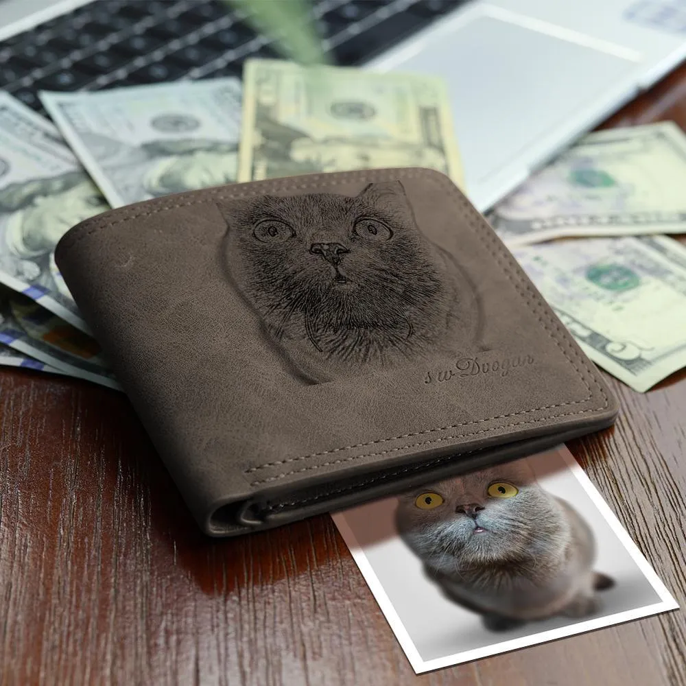 Men's Bifold Short Custom Photo Wallet Coffee