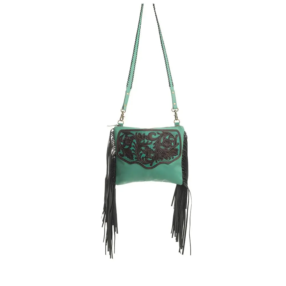 Millstone Tooled Leather Fringe Crossbody