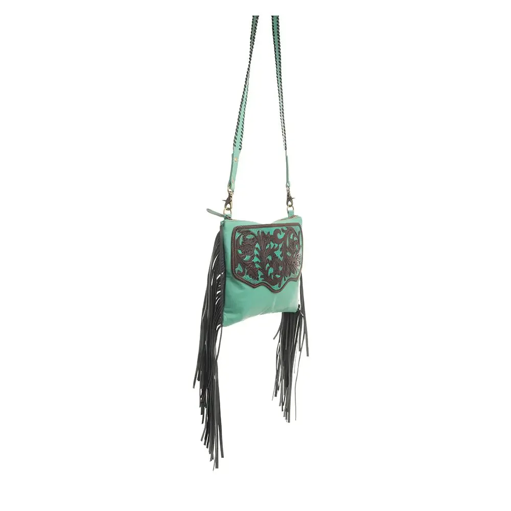 Millstone Tooled Leather Fringe Crossbody