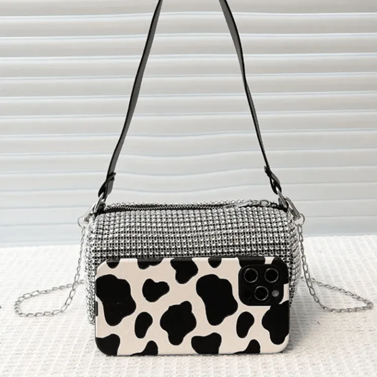 Mini Rhinestone Decor Chain Square Bag