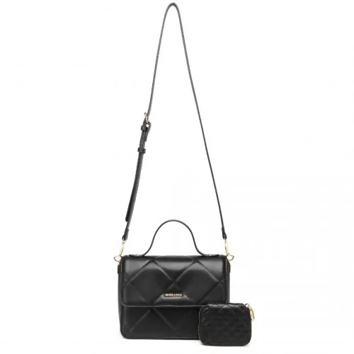 Miss Lulu Diamond Quilted Leather Chain Shoulder Bag - Black | Stylish, Elegant, Versatile