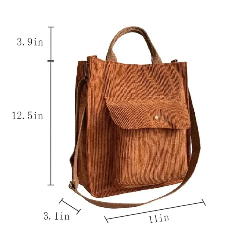 Multi-pockets High-capacity Corduroy Shopping Handbags