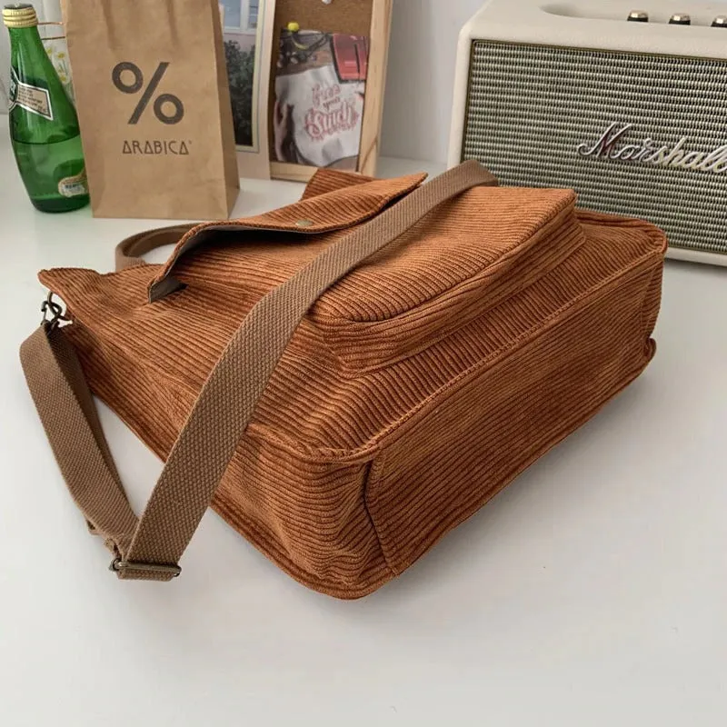 Multi-pockets High-capacity Corduroy Shopping Handbags