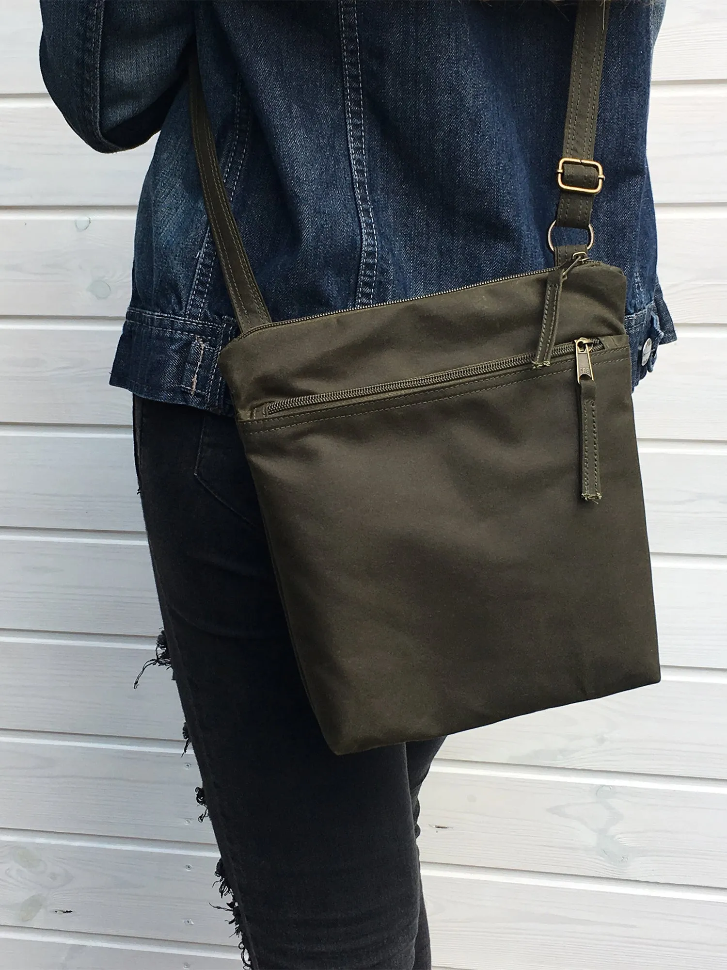 Mustard Waxed Canvas Cross Body Bag, Vegan Purse | Aris Bags