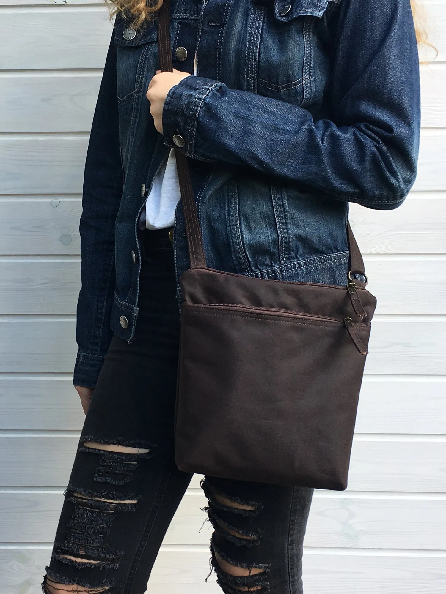 Mustard Waxed Canvas Cross Body Bag, Vegan Purse | Aris Bags