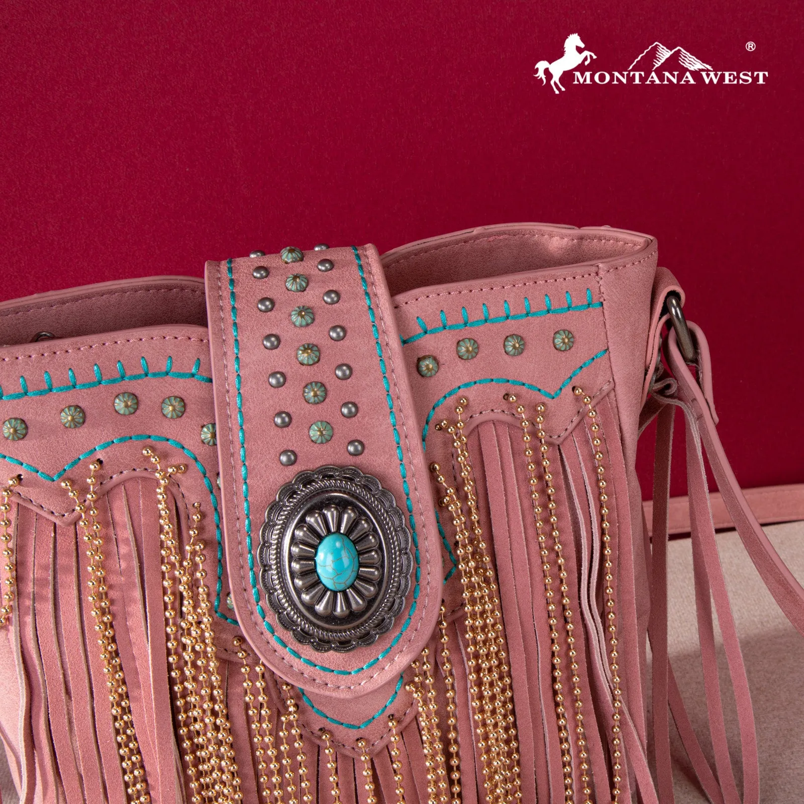 MWF1047-8360  Montana West Fringe Collection Crossbody - Pink