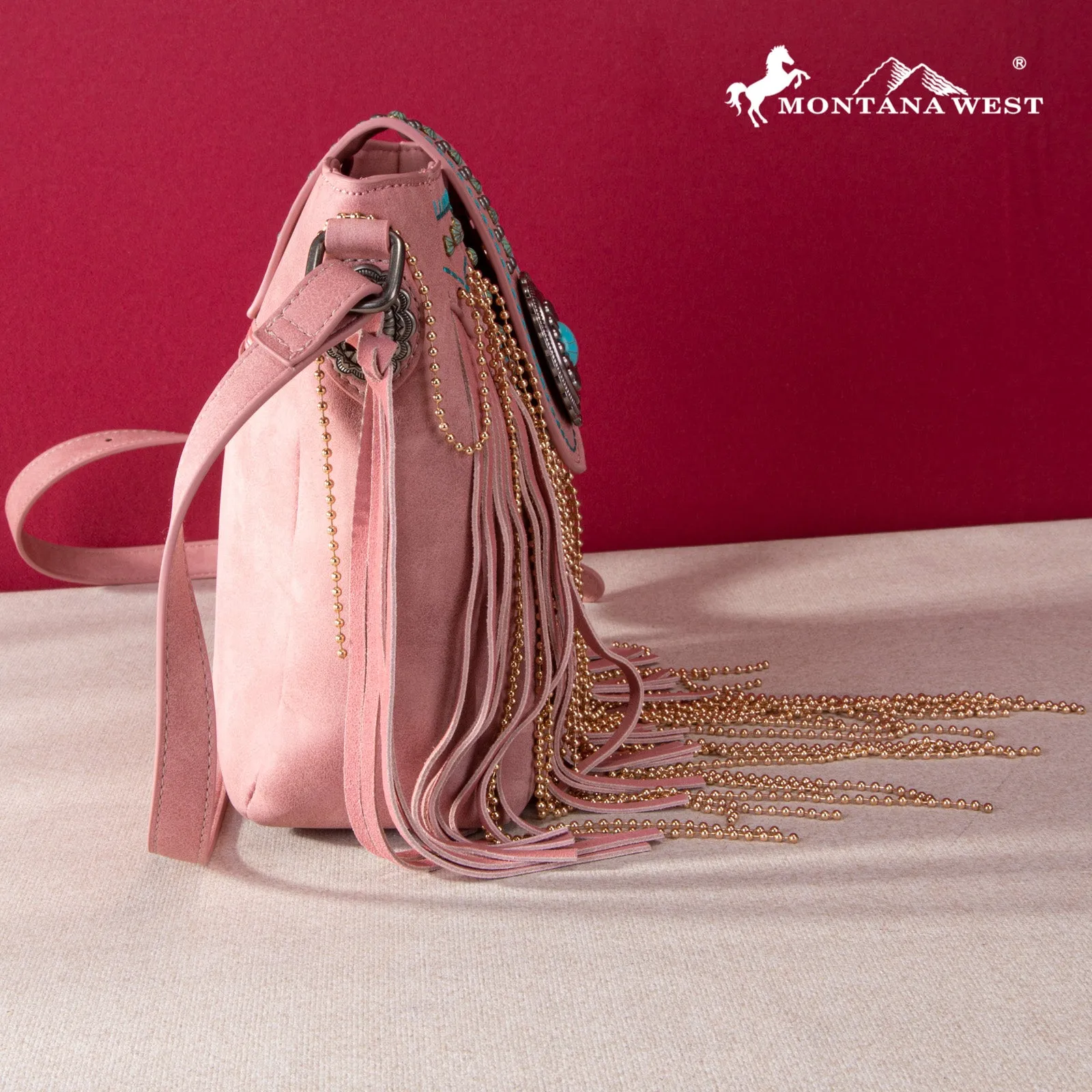 MWF1047-8360  Montana West Fringe Collection Crossbody - Pink