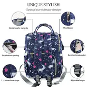 Navy Blue Unicorn Backpack Diaper Bag – Perfect for Baby Gear